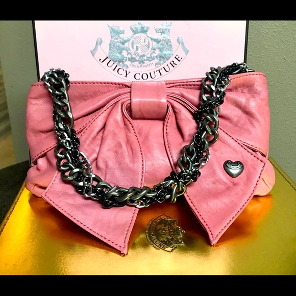 Juicy Couture Handbags - HP Juicy Couture vintage lamb leather bow bag rose